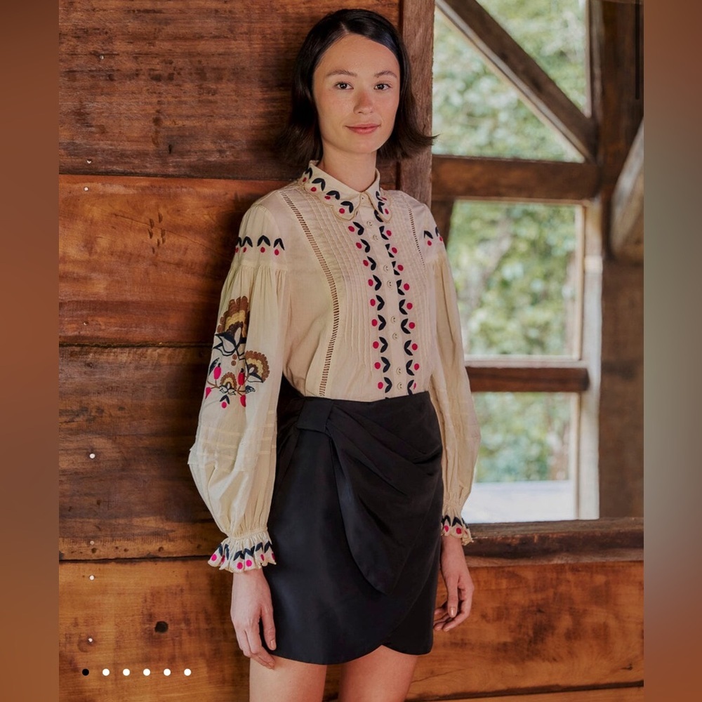 Farm Rio Black Taffeta Mini Skirt